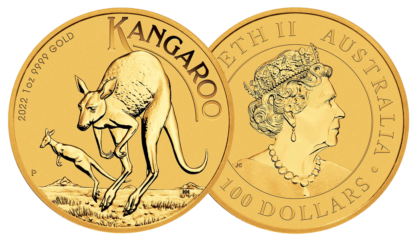 златна монета Австралийско кенгуру с тегло от една тройунция.