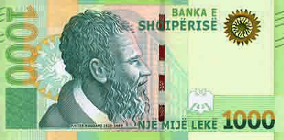 Obverse of banknote 1000 Albanian Lek