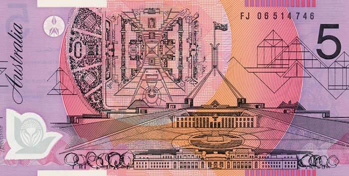 Гръб на банкнота от 5 австралийски долара