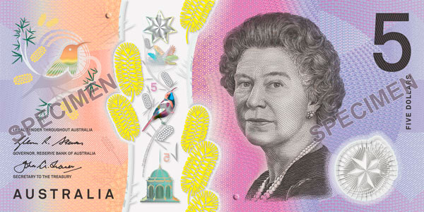 Лице на новата банкнота от 5 австралийски долара