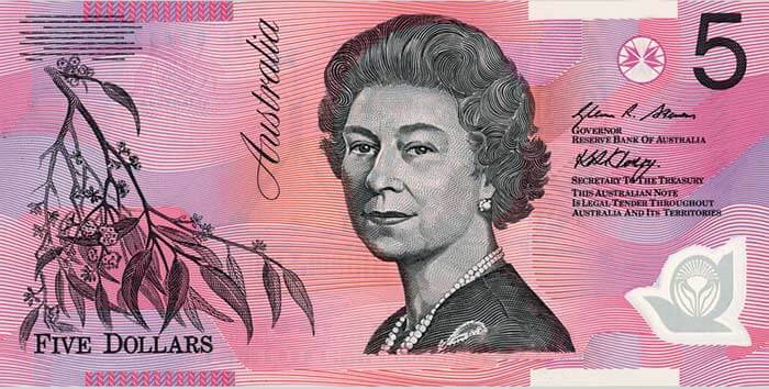 Лице на банкнота от 5 австралийски долара