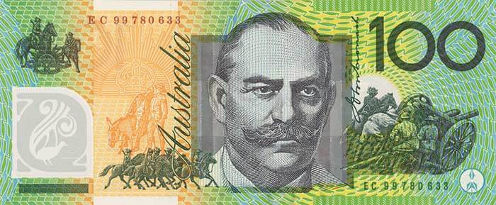 Reverse of banknote 100 Australian dollar
