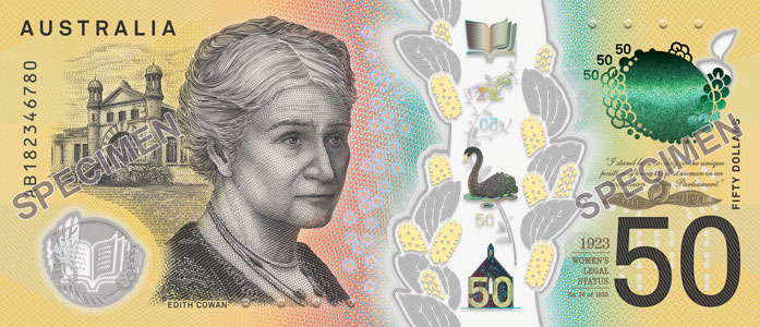 Гръб на новата банкнота от 50 австралийски долара