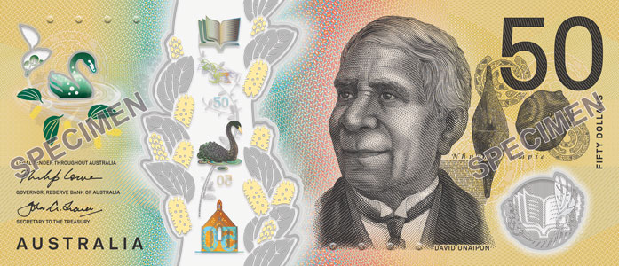 Obverse of new banknote 50 Australian dollar