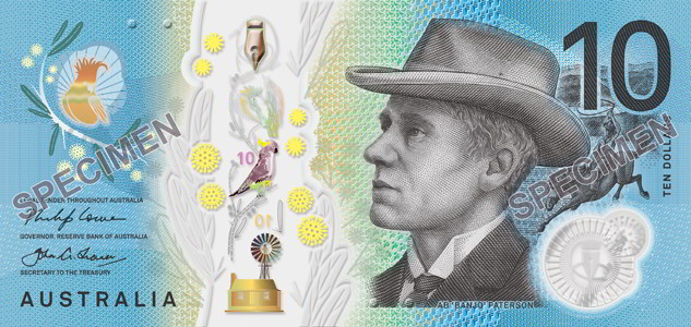 Лице на новата банкнота от 10 австралийски долара