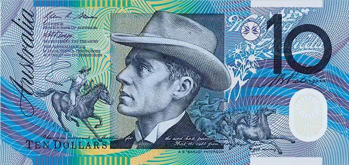 Obverse of banknote 10 Australian dollar