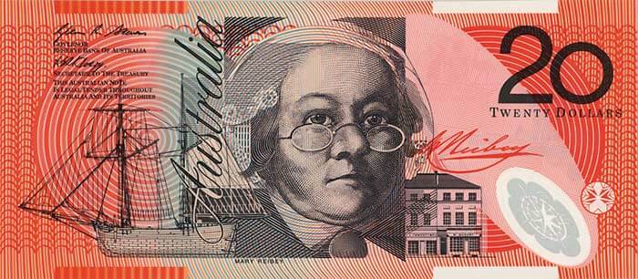 Obverse of banknote 20 Australian dollar