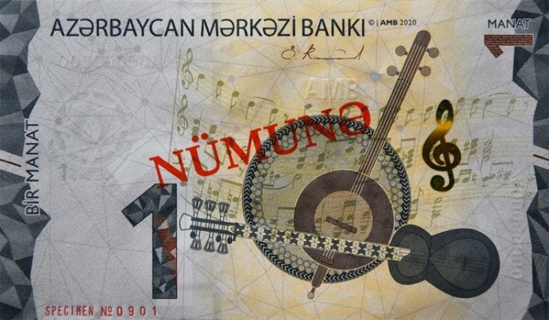 Лице на банкнота от 1 Aзербайджански манат 2021
