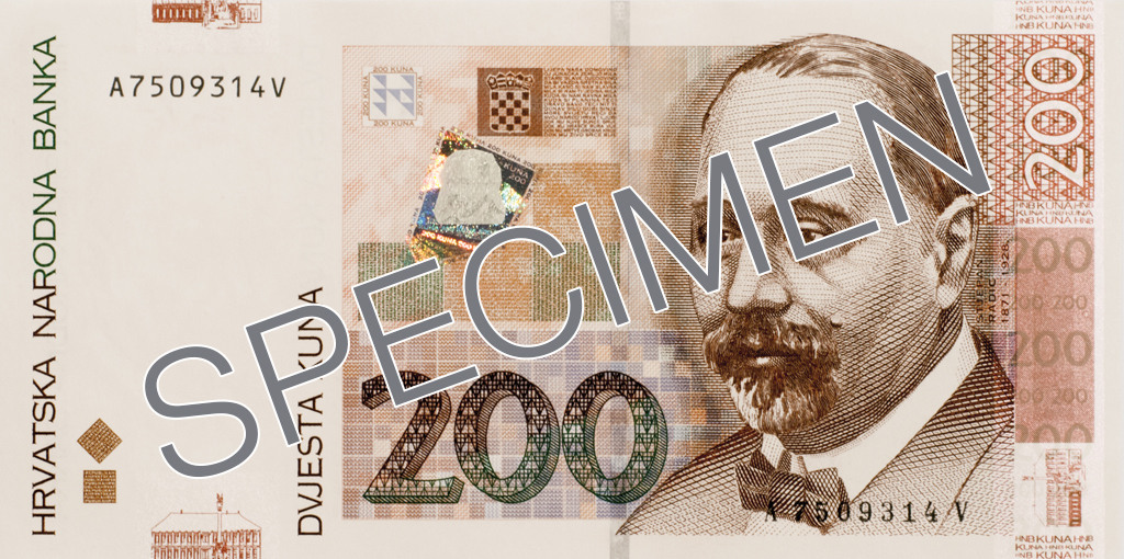 Obverse of banknote 200 Croatian kuna