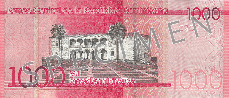 Reverse of banknote 1000 Dominican peso