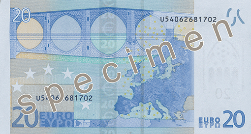 Гръб на стара серия банкнота от 20 евро