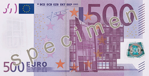 Obverse of banknote 500 EUR