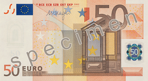 Лице на стара серия банкнота от 50 евро