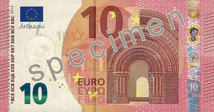 Лице на нова серия банкнота от 10 евро