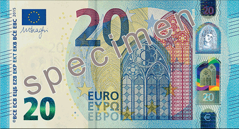 Obverse of new series banknote 20 EUR