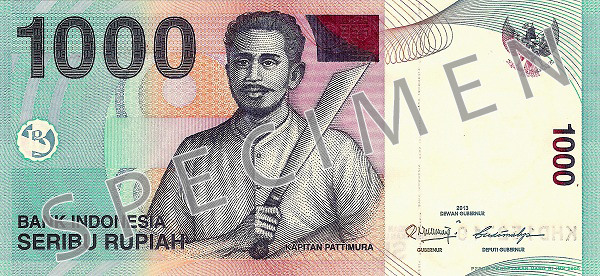 Obverse of banknote 1000 Indonesian rupiah 2013