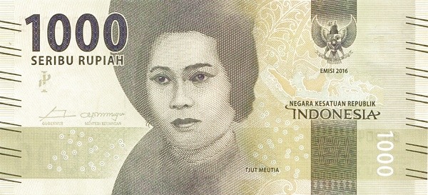 Obverse of banknote 1000 Indonesian rupiah 2016