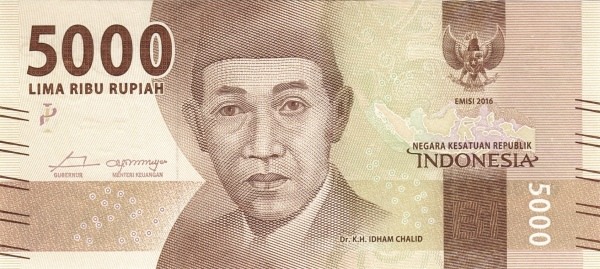 Obverse of banknote 5000 Indonesian rupiah 2017