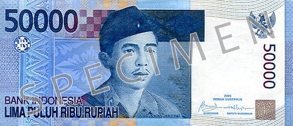 Obverse of banknote 50000 Indonesian rupiah 2009