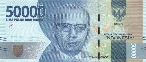 Obverse of banknote 50000 Indonesian rupiah 2020