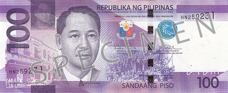Obverse of banknote 100 Philippine peso