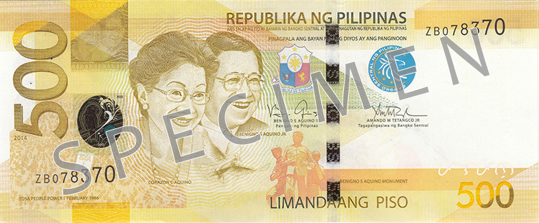 Obverse of banknote 500 Philippine peso