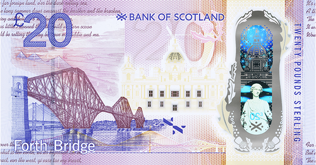 Reverse of banknote 20 Scottish pound