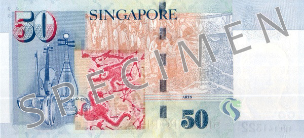 Reverse of banknote 50 Singapore dollar