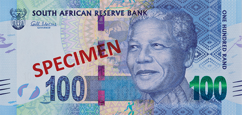 Obverse of banknote 100 South African rand