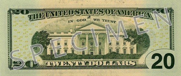 Reverse of banknote 20 US dollar